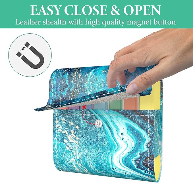 Pill Organizer,LIZIMANDU Weekly Travel Pill Case Box Medication Reminder Daily AM PM, Day Night 7 Compartments,for 4 Times A Day, 7 Days a Week-Includes Leather PU Carrying Case (Blue Quicksand)