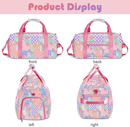 Duffle Bag for Girls Travel Duffle Carry On Tote Weekender Bag Large Capacity Overnight Bag With Shoe Compartment Gym Tote with Dry and Wet Separation