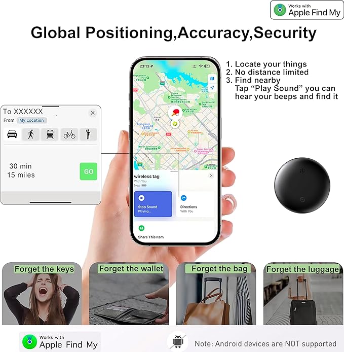 Air Trackers Tags,Bluetooth Airtags, Smart Tracker, GPS Navigator Tag, Finder Works with Apple Find My (iOS Only) App, Locator for Keys, Luggage, Satchel, Backpack Pets. (White 2 Packs)