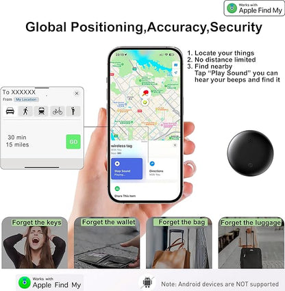 Air Tags: Smart Tracker, Item Finder Works with Apple Find My (iOS Only) App, Tracker Tag Locator for Keys, Luggage, Satchel, Backpack etc. (Not for Android Devices) (Black, 2 Packs)