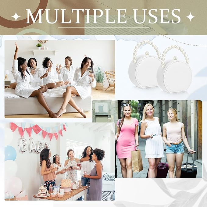 Weysat 8 Pack Travel Jewelry Case Bulk Mini Bridesmaid Jewelry Box Small Earring Storage Organizer for Women Proposal Gifts(White, Leather)