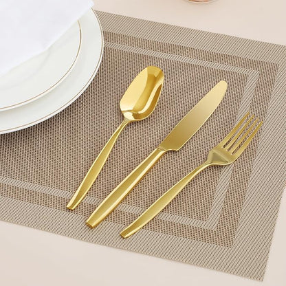 Gold 60-Piece Silverware Set,Stainless Steel Flatware Utensils Cutlery Set for 12,Including Steak Knife Fork and Spoon,Dishwasher Safe,Modern Tableware for Home & Dining