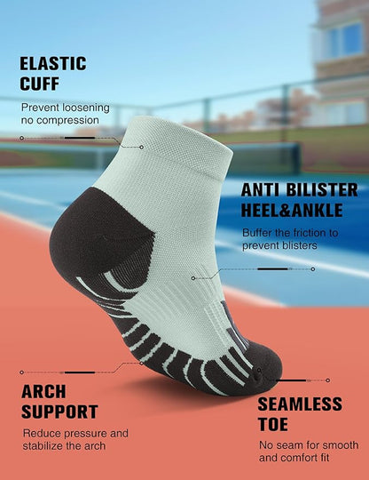Compression Sport Running Socks: Athletic Socks for Men Women with Cushion,3 Pairs Work Hiking Basketball Ankle Socks