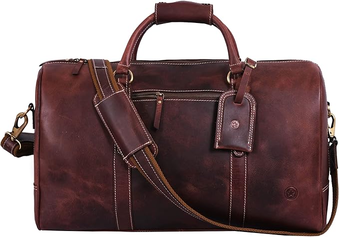 Leather Duffel Bag for Men & Women Travel, Weekend, Overnight, Gym Bag