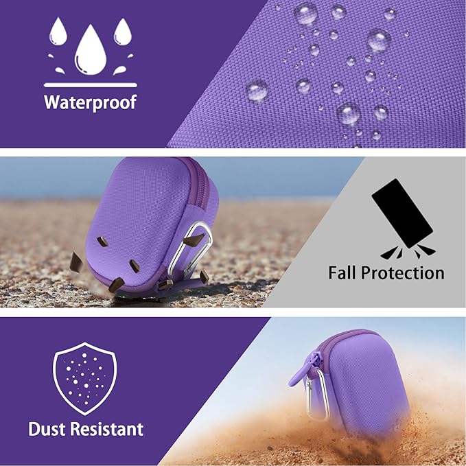 co2CREA Hard Case for Beats Powerbeats Pro 2 with Carabiner Clip, Shockproof Earbuds Storage Box – Protective Travel Cover for Powerbeats Pro 2 Wireless Bluetooth Earbuds (Hyper Purple Case)