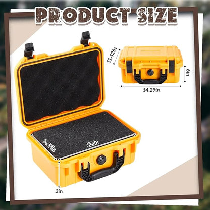 1 Pcs 14.3 x 11.4 x 4.5 Inch Waterproof Hard Case with DIY Customizable Foam Insert Portable Protective Case with Knife for Camera Drones Equipments Tools Test Instruments (Yellow)