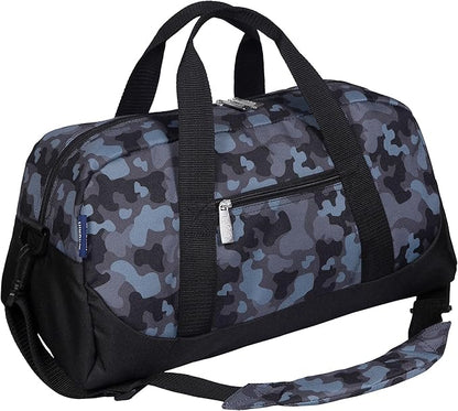 Wildkin Kids Overnighter Duffel Bag – Carry-On Size, Ideal for School & Sleepovers – Black Camo