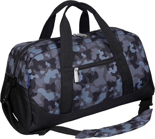 Wildkin Kids Overnighter Duffel Bag – Carry-On Size, Ideal for School & Sleepovers – Black Camo