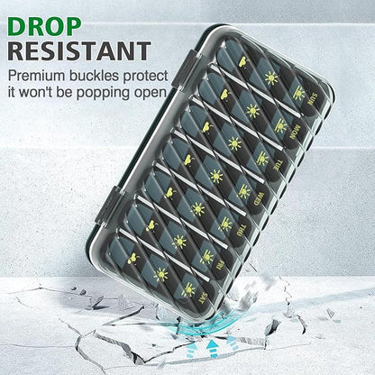 Weekly Pill Organizer 3 Times a Day, GloDeals Large Travel Pill Box 7 Day, Am Pm Three Daily Pill Case with Removable Medicine Container, Pill Holder for Vitamin, Supplement, Fish Oil, Black