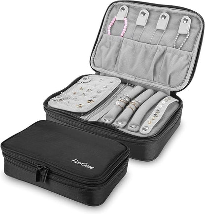 ProCase Travel Jewelry Case Organizer Bag, Soft Padded Jewelry Carrying Pouch Portable Storage Holder for Earrings Ring Necklace Bracelet Chain
