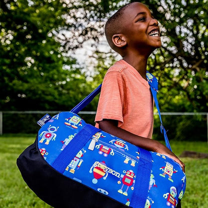 Wildkin Kids Overnighter Duffel Bag – Carry-On Size, Ideal for School & Sleepovers – Robots