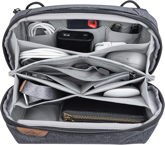 Peak Design Tech Pouch, Charcoal, Electronics Organizer for Travel or Everyday Carry, Origami-Style Storage, Cable Pass-Through, Weatherproof Recycled Nylon, Gear Carry Bag for Men and Women
