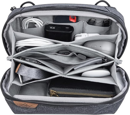 Peak Design Tech Pouch, Charcoal, Electronics Organizer for Travel or Everyday Carry, Origami-Style Storage, Cable Pass-Through, Weatherproof Recycled Nylon, Gear Carry Bag for Men and Women
