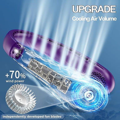 KIDEE Portable Neck Fan, Hands Free Bladeless Fan Rechargeable, 4000mAh Battery Operated USB Wearable Personal Fan, Upgraded Air Volume, 3 Speeds