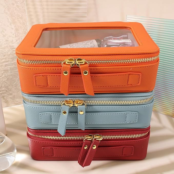 SANHECUN Toiletry bag waterproof cosmetic organizer with handle lagre opening for travelling