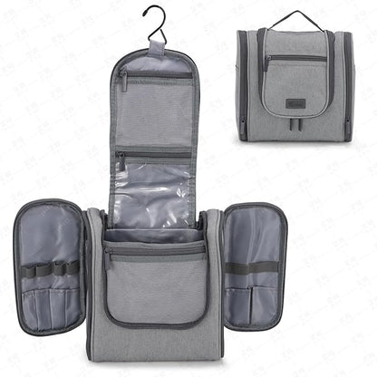 Hanging Toiletry bag & Makeup Bag for Travel, Water-Resistant Organizer Toiletries Bag with Separate Compartments, Travel Essentials Kit (Gray)