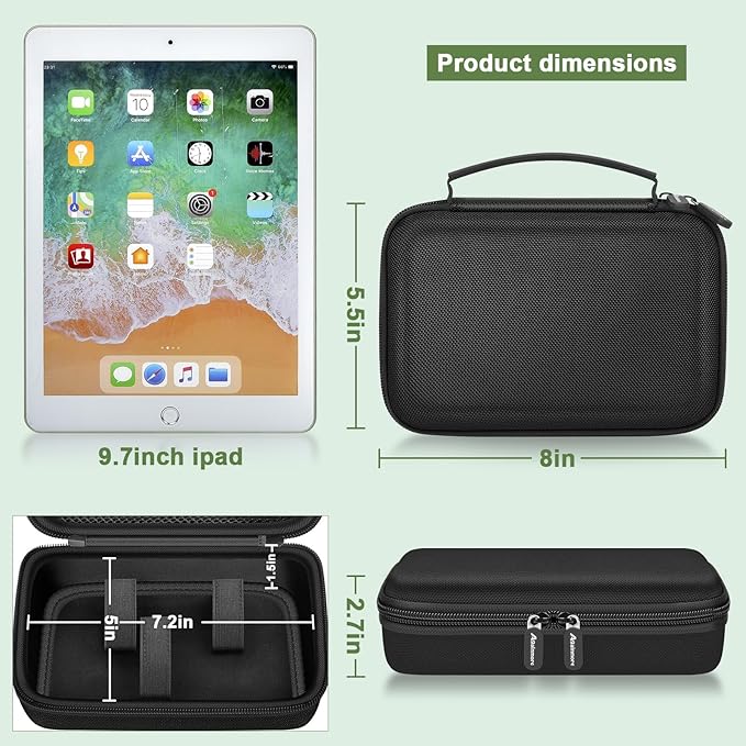 Hard Travel Case for Wahl/for MANSPOT/for SHPAVVER Beard Trimmer for Men, Portable Electric Razor Bag with Handle & Mesh Pocket for Lubricating Oil, Cleaning Brush and USB Accessories(Box Only)-Black
