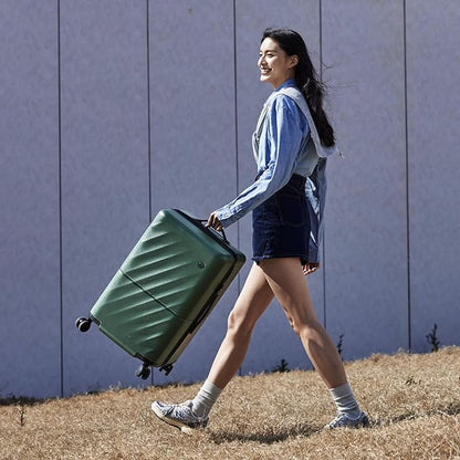 NINETYGO Carry On Suitcase, 20 Inch Carry-On Luggage with Double Spinner Wheels, Anti-Burst Zipper, Hard Case PC Suitcase Carry On, Lightweight Travel Luggage, TSA Approved (Seaweed Green, Hudson)