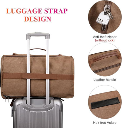 WITZMAN Canvas Backpack Vintage Travel Backpack Large Laptop Bags Convertible Shoulder Rucksack(A519-1 Brown)