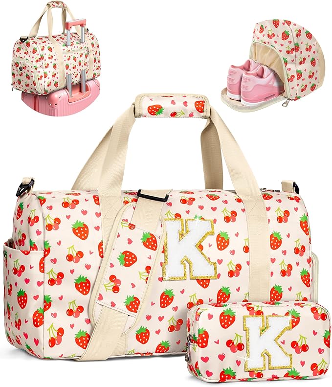 Girl Must Haves Stocking Stuffers for Teen Girls - Girl Gym Bag with Shoe Compartment, Kid Personalized Weekender Overnight Bags, Girly Gifts for 3 4 5 6 7 8 9 10 11 12 Year Old Girls