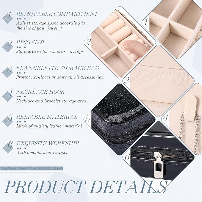 Yinkin 12 Pcs Mini Travel Jewelry Case Bridesmaid Proposal Gift Boxes, Small PU Leather Earring Organizer, Bulk Travel Accessories Portable Jewelry Holder(Glossy Black)