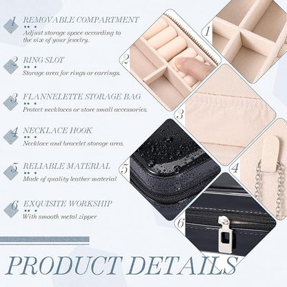 Yinkin 12 Pcs Mini Travel Jewelry Case Bridesmaid Proposal Gift Boxes, Small PU Leather Earring Organizer, Bulk Travel Accessories Portable Jewelry Holder(Glossy Black)