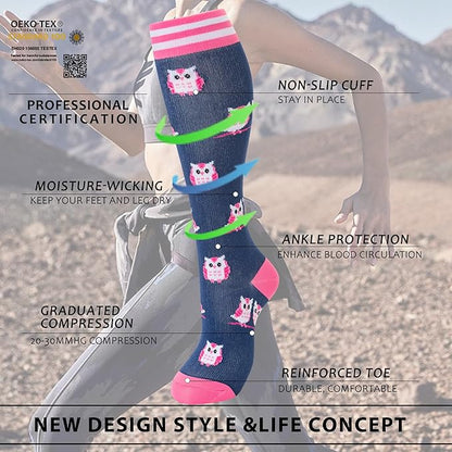 fenglaoda Compression Socks Women Men 6 Pairs, Knee High Best Support Circulation Socks for Running, Travel, Flight, Nurse