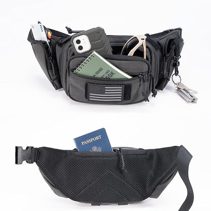 Tactical Fanny Pack CCW Gun Waist Bag for Men and Women with Pistol Holster, Low Profile Concealed Carry Everyday Hip Pack for Hiking Travel Outdoor Running Hunting (Black)