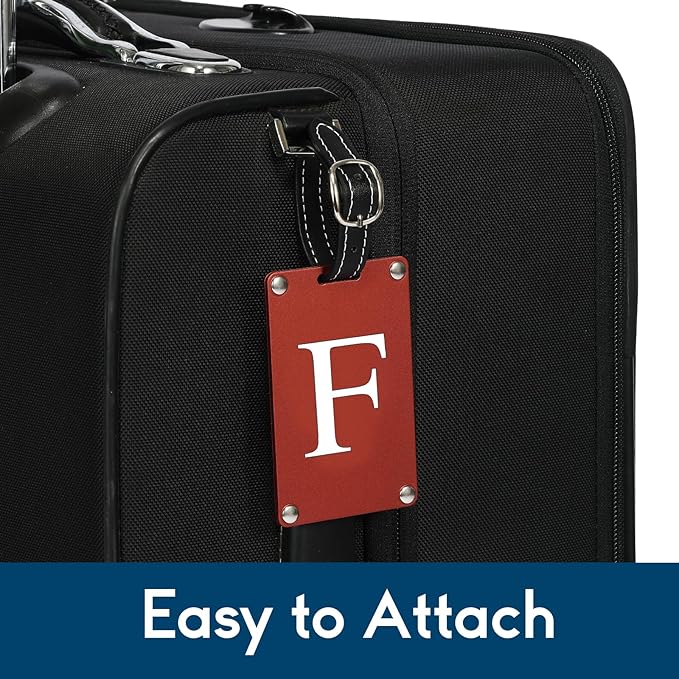 Premium 3-Layer Aluminum Luggage Tags by Fortuna - Easy to Claim, Laser-Engraved, Plastic-Free, and Eco-Friendly Luggage Tag Holders, 2-Pack, Red (F)