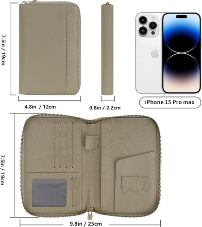 WASON Leather Zipper Travel Passport Wallet Holder RFID Blocking Cover, Passport case Pocket Slot for Card, Cash, ID, Boarding Pass and Ticket for Men, Women and Family Trips (Green)