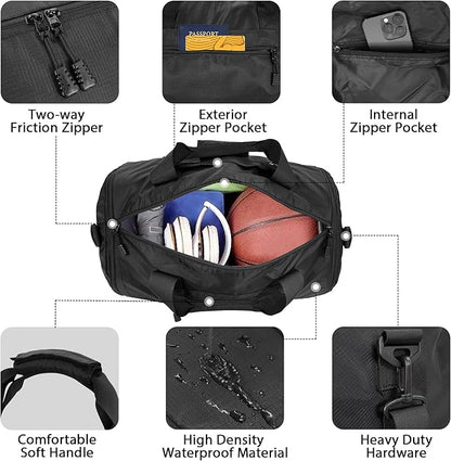 Wildroad Travel Bags for Men, Gym Bag & Duffle Bag for Travel, Carry on Bag Duffel Bag 3 IN 1 Expandable Overnight Weekender Bag (Black, Large-50L+ Gym Bag)