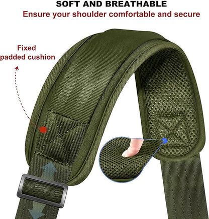 ZINZ 60" Universal Bag Strap with Ultra-Thick Fixed Breathable Pad Adjustable Heavy-Duty Shoulder Strap for Laptop Bag Crossbody Luggage Gym Bag Camera Bag and More,Army Green