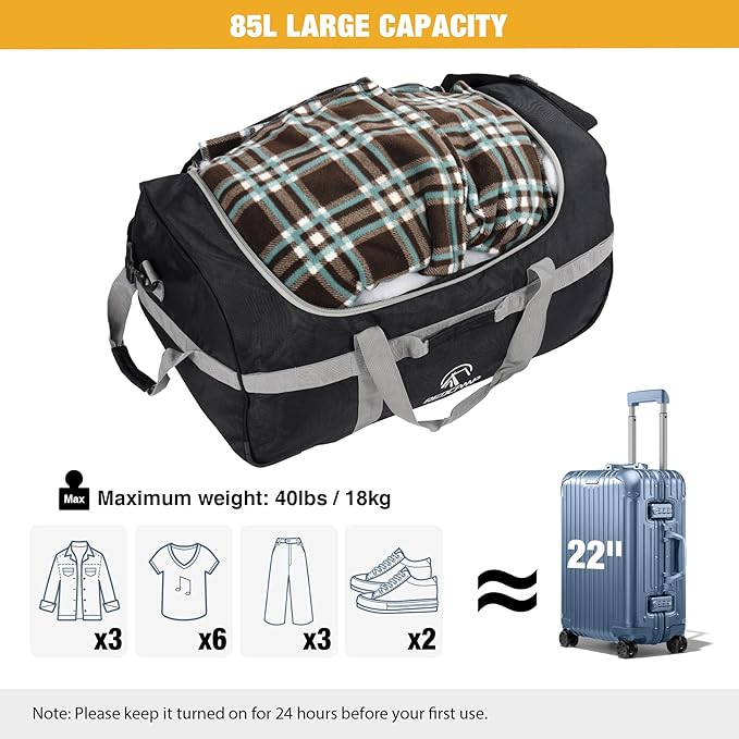 REDCAMP 85L/120L/140L Foldable Duffle Bag with Wheels, Large Travel Duffel Bag