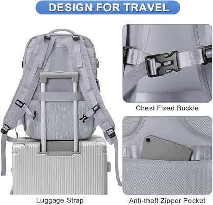 Expandable Backpack For Traveling On Airplane Carry On Backpack Flight Approved Personal Item Travel Backpack For Women Men Airline Approved Gym Bag With Shoe Compartment Travel Weekender Bag