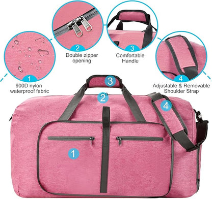 Felipe Varela Duffle Bag with Shoes Compartment and Adjustable Strap,Foldable Travel Duffel Bags for Men Women,Waterproof Duffel Bags