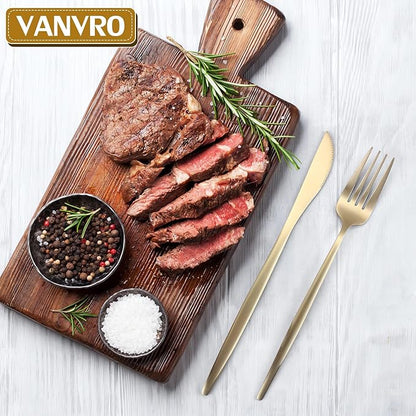 Champagne Gold Silverware Set, 60-Piece Stainless Steel Flatware set,Matte Silverware Sets Service for 12, Tableware Cutlery Satin Finish Utensils for Kitchen,Dishwasher Safe