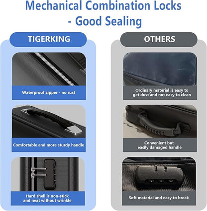 TIGERKING Fire Proof Document Safe Box with Lock and Handle – Fireproof Document Box Organizer with Hard Shell, Portable Fireproof Safe for Home Documents, Certificates, Laptop, and File Storage-Black