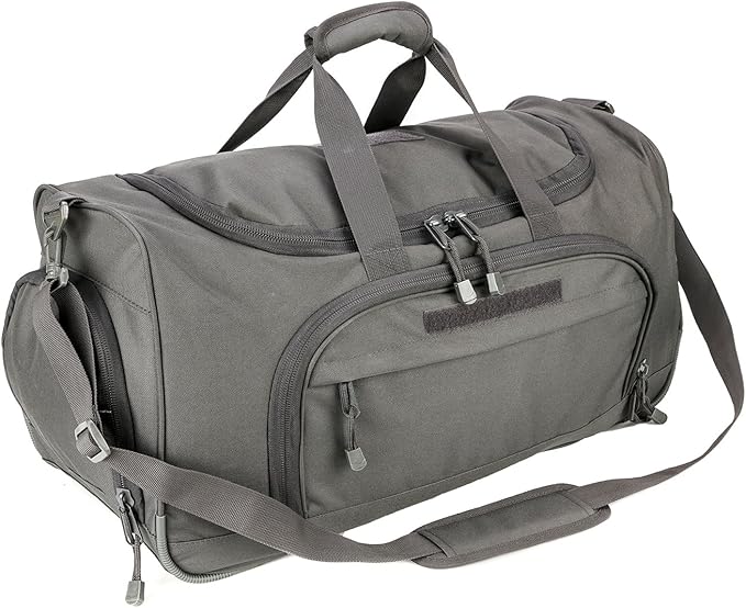 Military Tactical Outdoor Gym Bag Small Duffel Bag with Shoes Compartment for Sports Travel Camping Hunting (B-Grey)