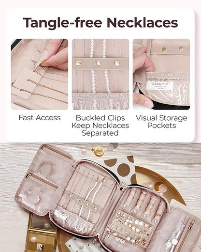 BAGSMART Jewelry Organizer Bag Travel Jewelry Storage Cases for Necklace, Earrings, Rings, Bracelet, Black