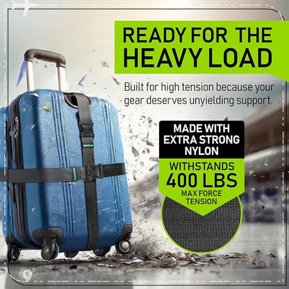 Untethered Luggage Straps | TSA-Approved Suitcase Belts with Heavy-Duty Buckles. Secure Adjustable Travel Accessories for Checked Bags. 4-Pack