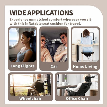 Inflatable Seat Cushion, Airplane Cushion Seat with Storage Bag, Travel Cushion for Airplane Seat, Seat Cushion for Flight, Wheelchair, Office Chair, Car
