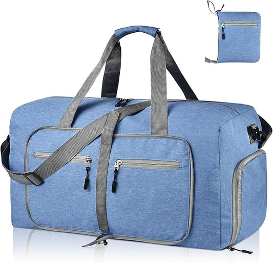 Dimayar 115L Travel Duffle Bag for Men Women - Foldable Duffel Bag with Shoes Compartment - Overnight Bags Waterproof & Tear Resistant(Blue)