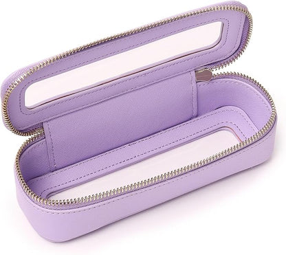Pinkmik Makeup Brush Bag Slim Clear Makeup Bag Transparent Travel Cosmetic Case & Toiletry Bag with Zipper Small Beatuy Makeup Bag Purse Organizer for Women (X/Purple, SLIM)