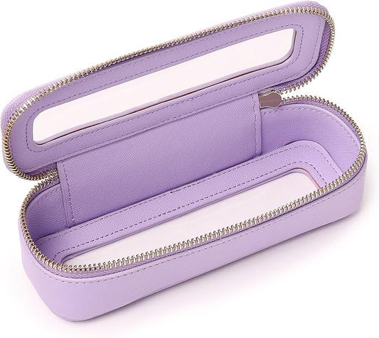 Pinkmik Makeup Brush Bag Slim Clear Makeup Bag Transparent Travel Cosmetic Case & Toiletry Bag with Zipper Small Beatuy Makeup Bag Purse Organizer for Women (X/Purple, SLIM)