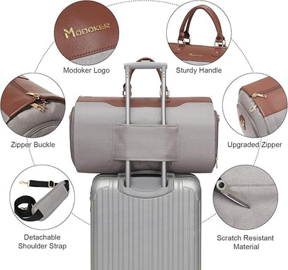 Modoker Carry on Garment Bags for Travel, Convertible Garment Duffel Bag with Shoulder Strap for Men Women- 2 in 1 Hanging Suitcase Suit Travel Bags