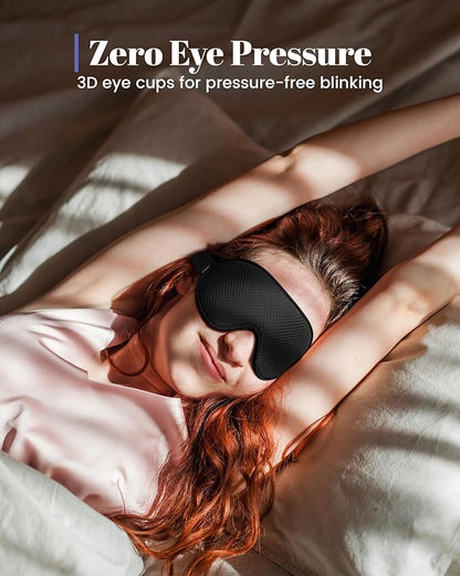 WAOAW Sleep Mask for Men Women: Blackout Eye Masks for Sleep - 3D Breathable Soft Comfortable Eye Mask for Travel - Adjustable Light Blocking Night Masks for Sleeping