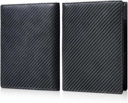 Polare Full Grain Leather Passport Holder RFID Blocking Travel Bifold Wallet Passport Holders 2 Passports (Carbon Black)