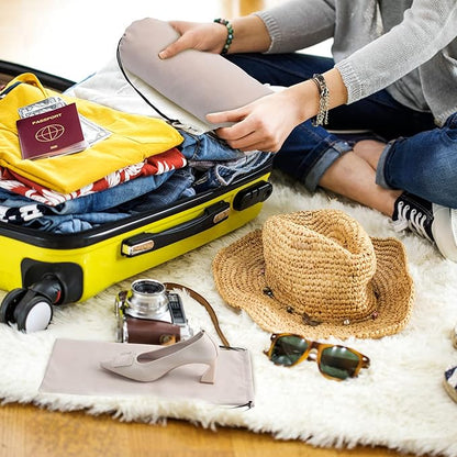 12 Pcs Shoe Dust Bags Beige Duster Flannel Single Shoe Pouch with Drawstring Closure Washable Breathable Shoe Covers for Travel Home Luggage Handbags, 8 x 17 Inches