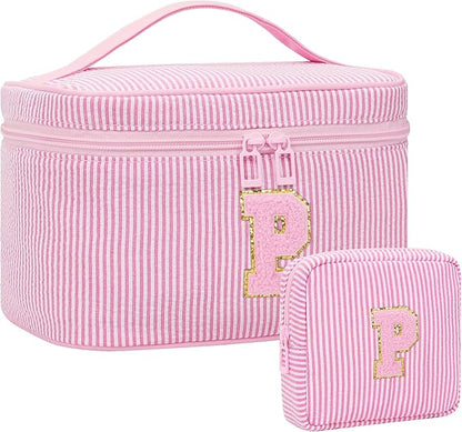 Period Bag Sanitary Napkin Storage Bag|Tampon Pouch Portable Feminine Care First Period Kit for Teen Girls Women Gift for Her Monogram Initial Cute Toiletry Bag,2PCS Pink P