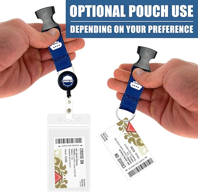 Cruise On Norwegian Luggage Tag Holders (4 Pack) & Lanyards (2 Pack) – Large, Clear, Waterproof Cruise Essentials 2025-2026 – Secure Ship Tags & Cards (Royal Blue)